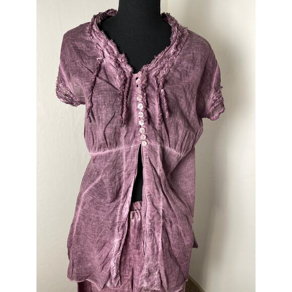 Degrade Women's 100% Linen Coastal Gauze Sheer Whimsical Lagenlook Fairy Set M/L - Picture 3 of 16